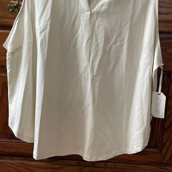 NWT STYLUS IVORY SLEEVELESS COLLARED BLOUSE SZ 3X - Picture 4 of 5